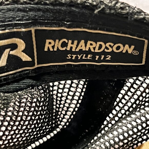 Richardson Style 112 Mens Black Embroidered Mountain Trucker Hat Adjustable - Picture 10 of 11